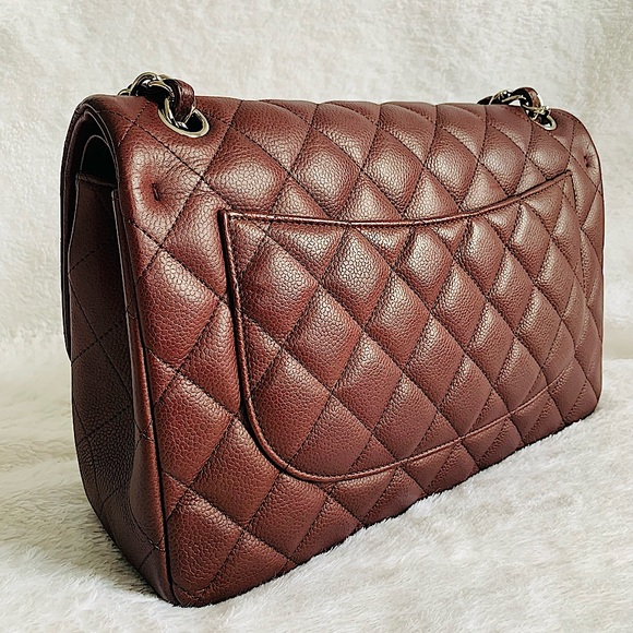Chanel Double Flap Jumbo Caviar in Burgundy - Picture 3 of 8